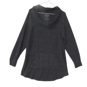 Torrid Super Soft Plush Charcoal Gray Cowl Neck Long Sleeve Tunic Top Size 1